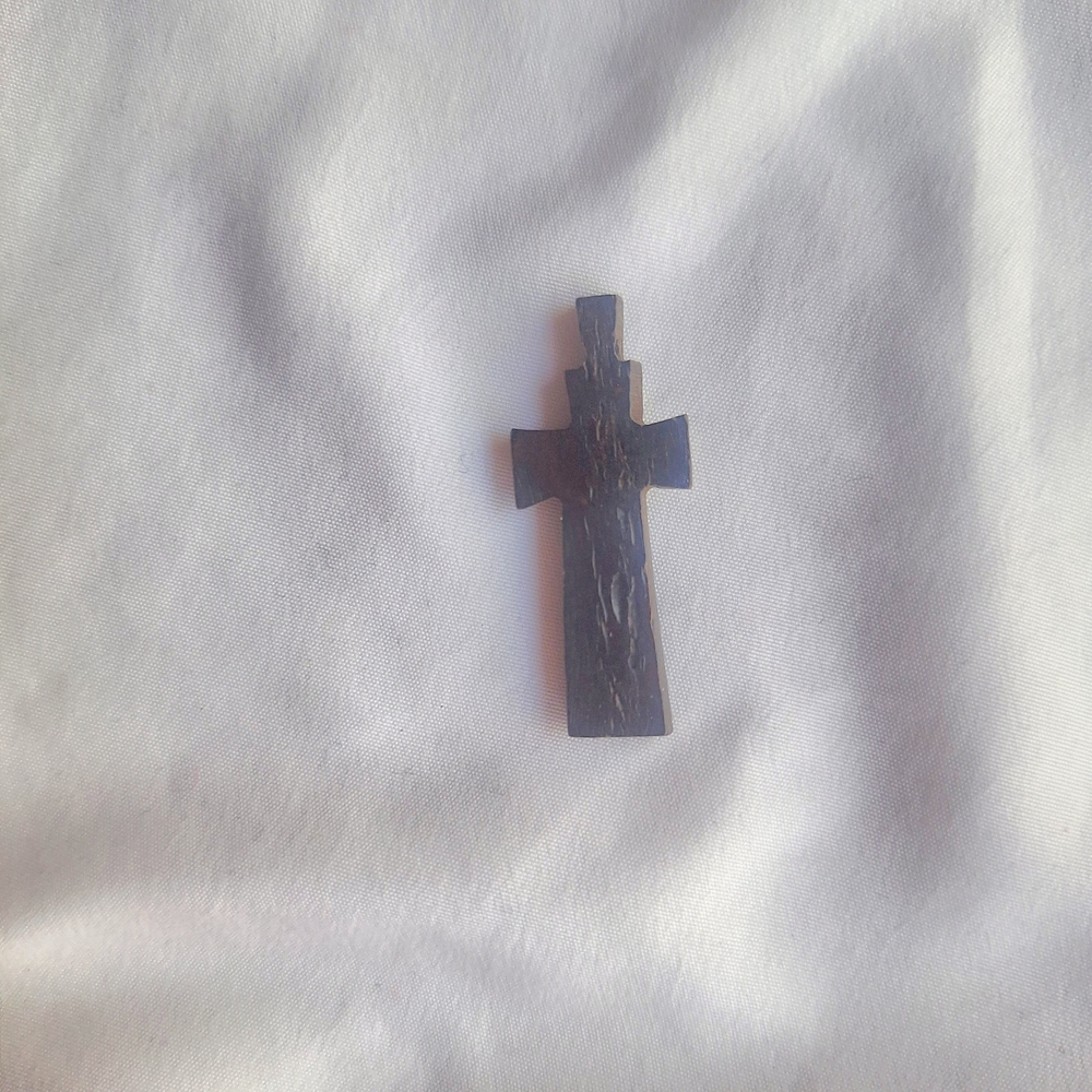 Antique Cross Pendant French Mother-of-Pearl/Bone Corpus - Picture 3 of 3